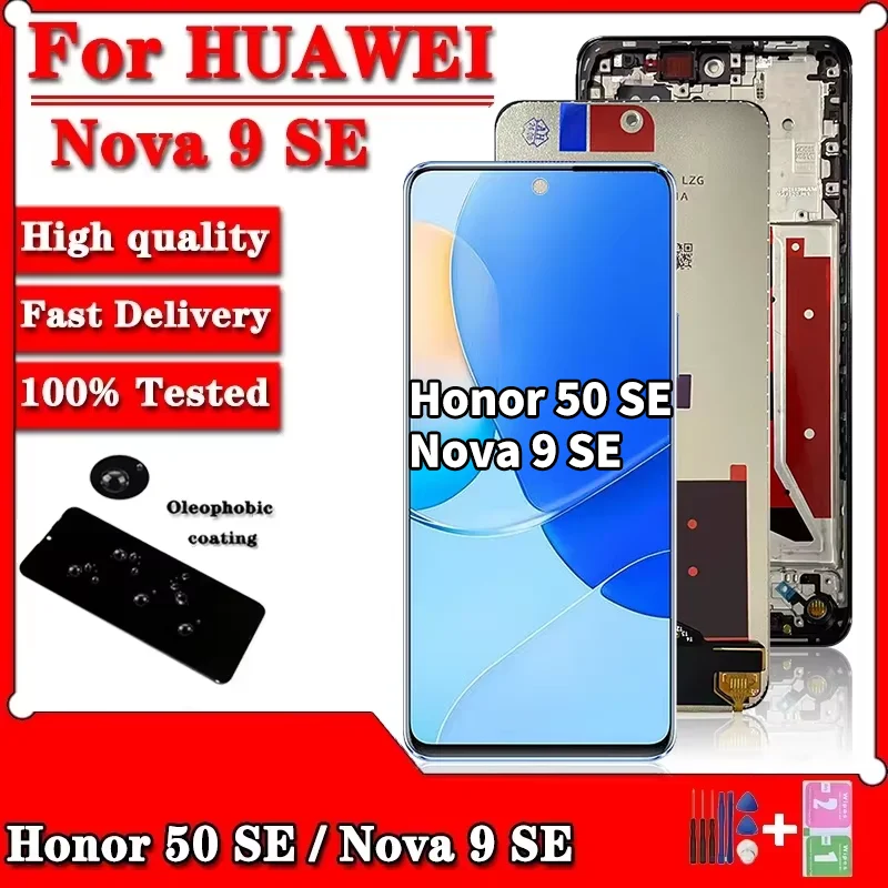 Pantalla LCD de 6,78 pulgadas para Huawei nova 9 SE 9SE 5G JLN-LX1, Digitalizador de Panel táctil para Honor 50 SE JLH-AN00, pantalla de marco LCD