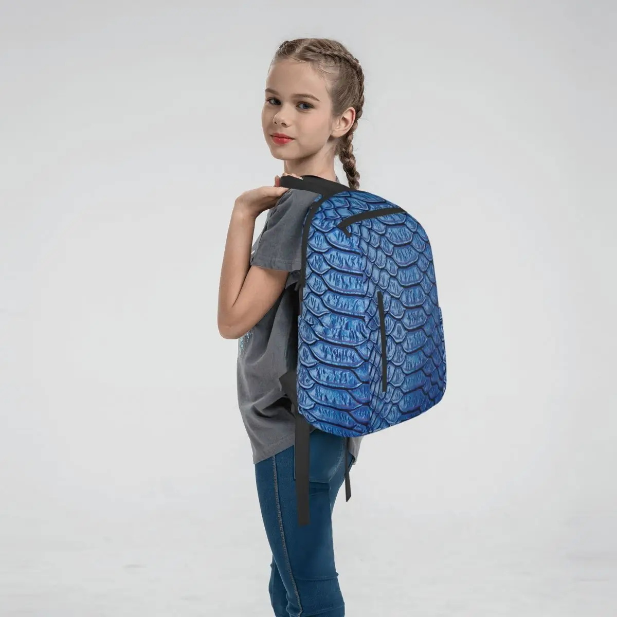 Snake Skin, Blue Snake Skin Backpack Daypack Boys Girls BookBag School Bag Shoulder Bags for Men Women