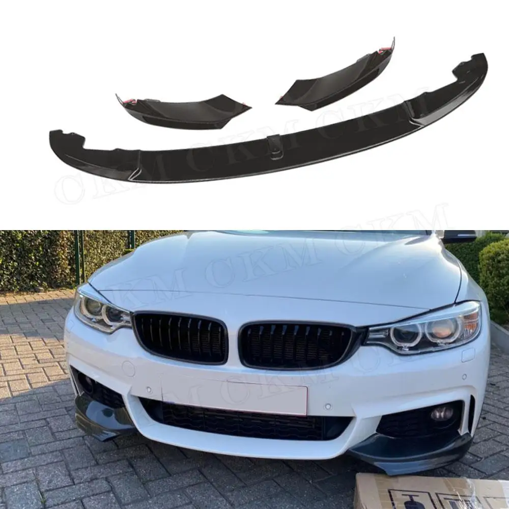

CKMUUER 3PCS Glossy Black Front Bumper Lip Chin Spoiler Body Kits for BMW 4 Series F32 F36 M Sport 2014+ Side Splitters