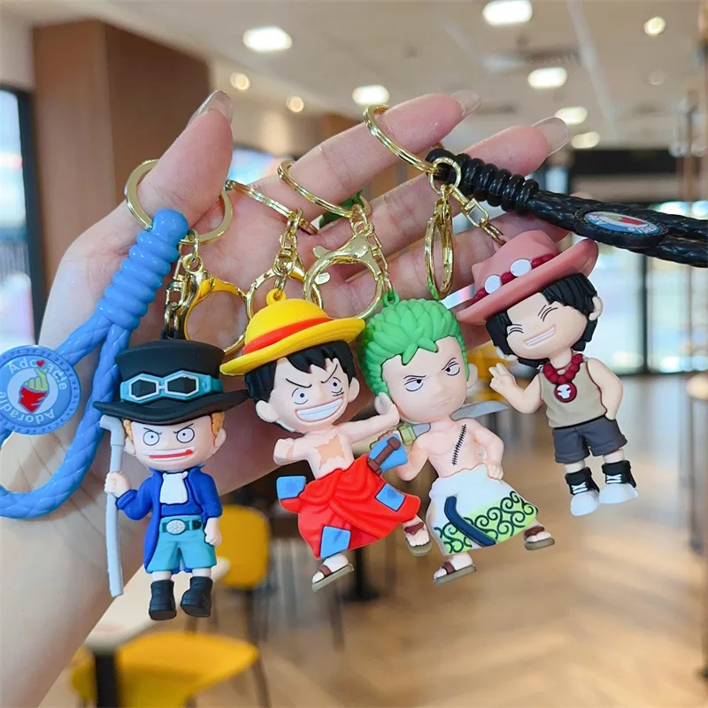 One Piece Monkey D Luffy Anime Figure Keychain Keyrings Chopper Ace Zoro Anime Figure Pendant Backpack Bags Accessories Gift New