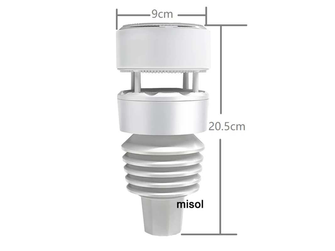 Imagem -04 - Anemômetro Ultra-sônico Misol com Luz e uv Sensores Termo-higrômetro Modbus Rtu Wn90lp