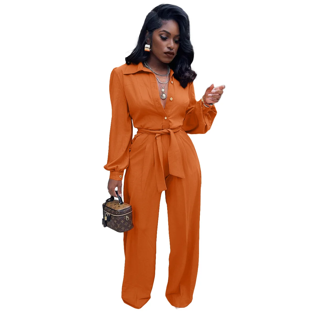 European and American women\'s autumn new leisure fashion long sleeved Jumpsuit Jumpsuit overalls rompers womens jumpsuit