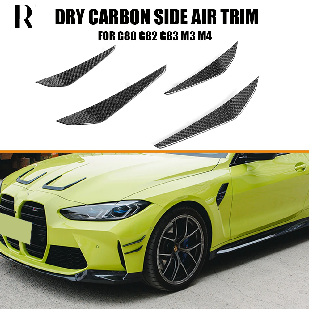 4 pçs fibra de carbono seco real amortecedor dianteiro lado canards divisor spoiler para bmw g80 m3 g82 g83 m4 2021up