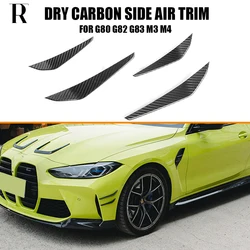 4Pcs Real Dry Carbon Fiber Front Bumper Side Canards Splitter Spoiler for BMW G80 M3 G82 G83 M4 2021UP