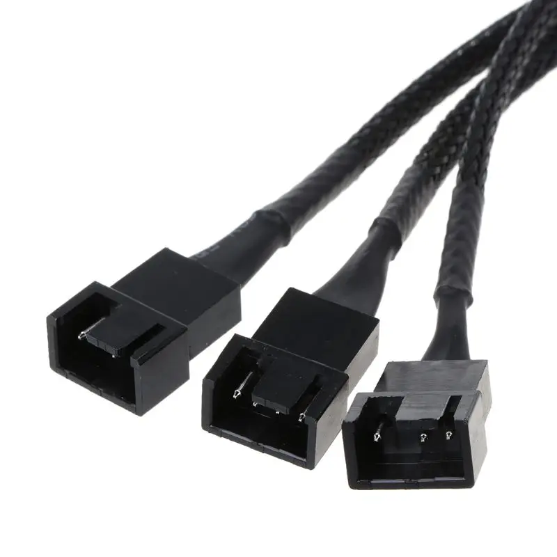 E9LB 4Pin to 3 Ways Y Splitter Cable Fan 4 Pin to 3x4Pin/3Pin Extension Cable 30CM/11.8in