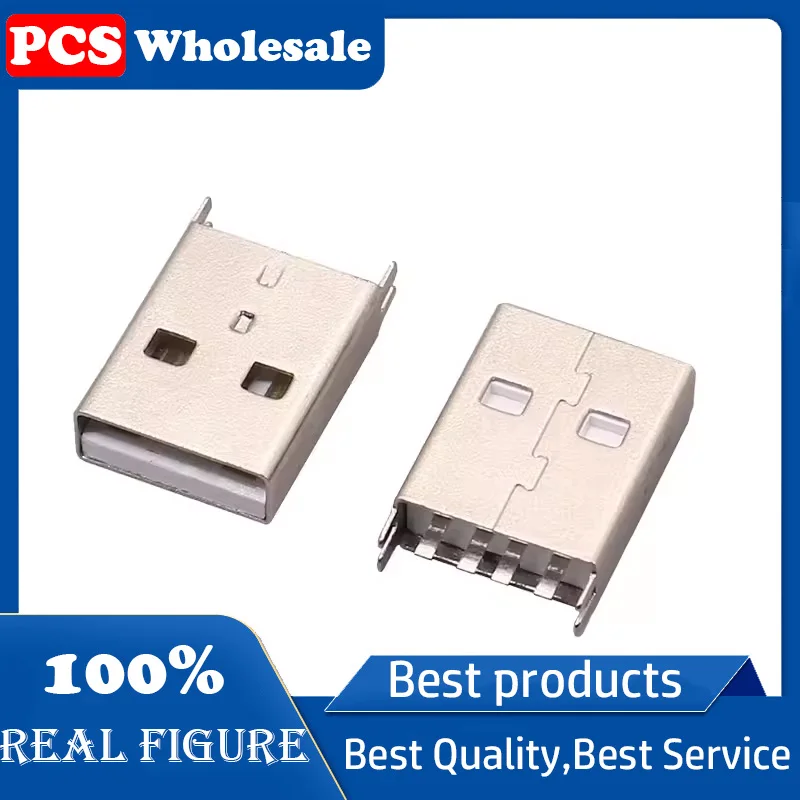 USB 2.0A male 180-degree in-line short-body welding plate AF male head upright 4-pin socket 15.0mm