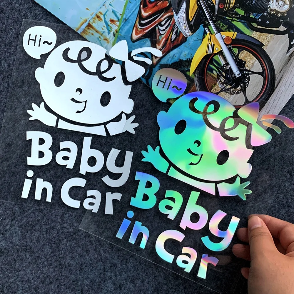 Baby in Car Baby on Board Motorcycle Car Styling moto bike Reflective Laser Stickers Decal Accessories Waterproof 18cm Height