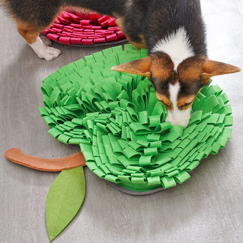 Dog Snuffle Mat Interactive Puzzle Feeder Toys Apple Shape Slow Feeder Improving Intelligence for Kitten Puppy Training Toys