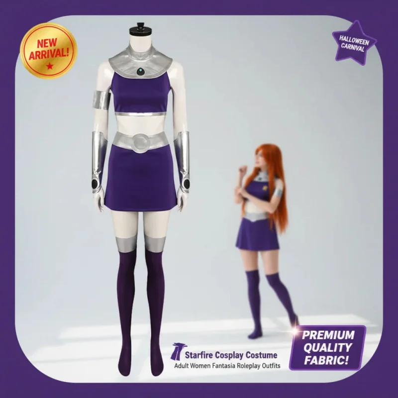 

✿YUANTO✿YUANTO Starfire Cosplay Costume Adult Women Halloween Carnival Roleplay Outfit Female Disguise Fantasia Dress✿✿✿✿✿