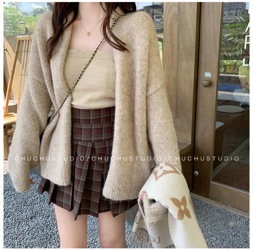 150 Little short knit Cardigan Femininity advanced sense lazy sweater coat xs tall short autumn winter