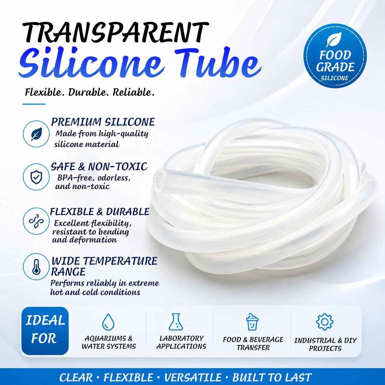 Food Grade Transparent Silicone Hose with an Inner Diameter of 2mm-18mm, High-temperature Resistant Multi-purpose Guide Sleeve