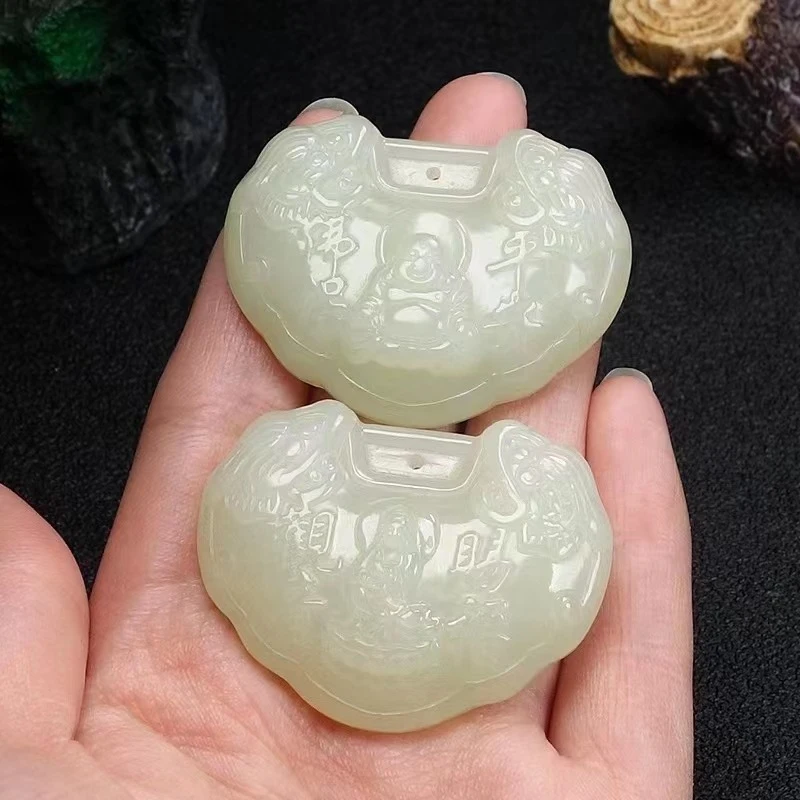 

Hotan White Guanyin Maitreya Buddha Pendant Jade Ornament