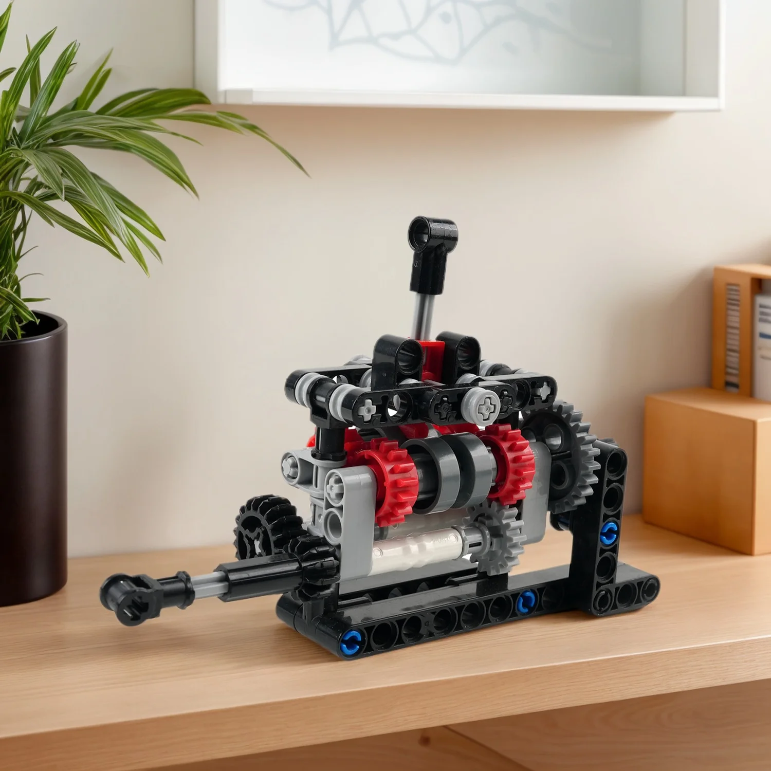 4-Speed Manual Gearbox Building Kit for Legoeds-Compatible Blocks - DIY Engineering Model with Shifter Clutch