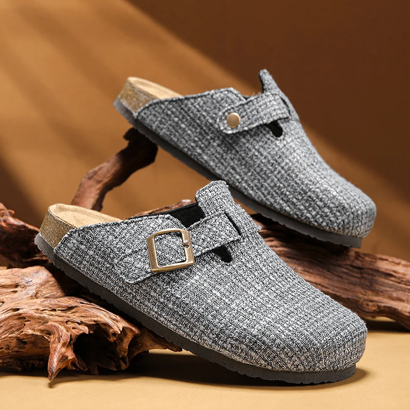 Unisex Fashion Cork Slippers Closed Toe Slip-on Sandals Backless Slides Soft Health Footbed For Men Women Dropshipping