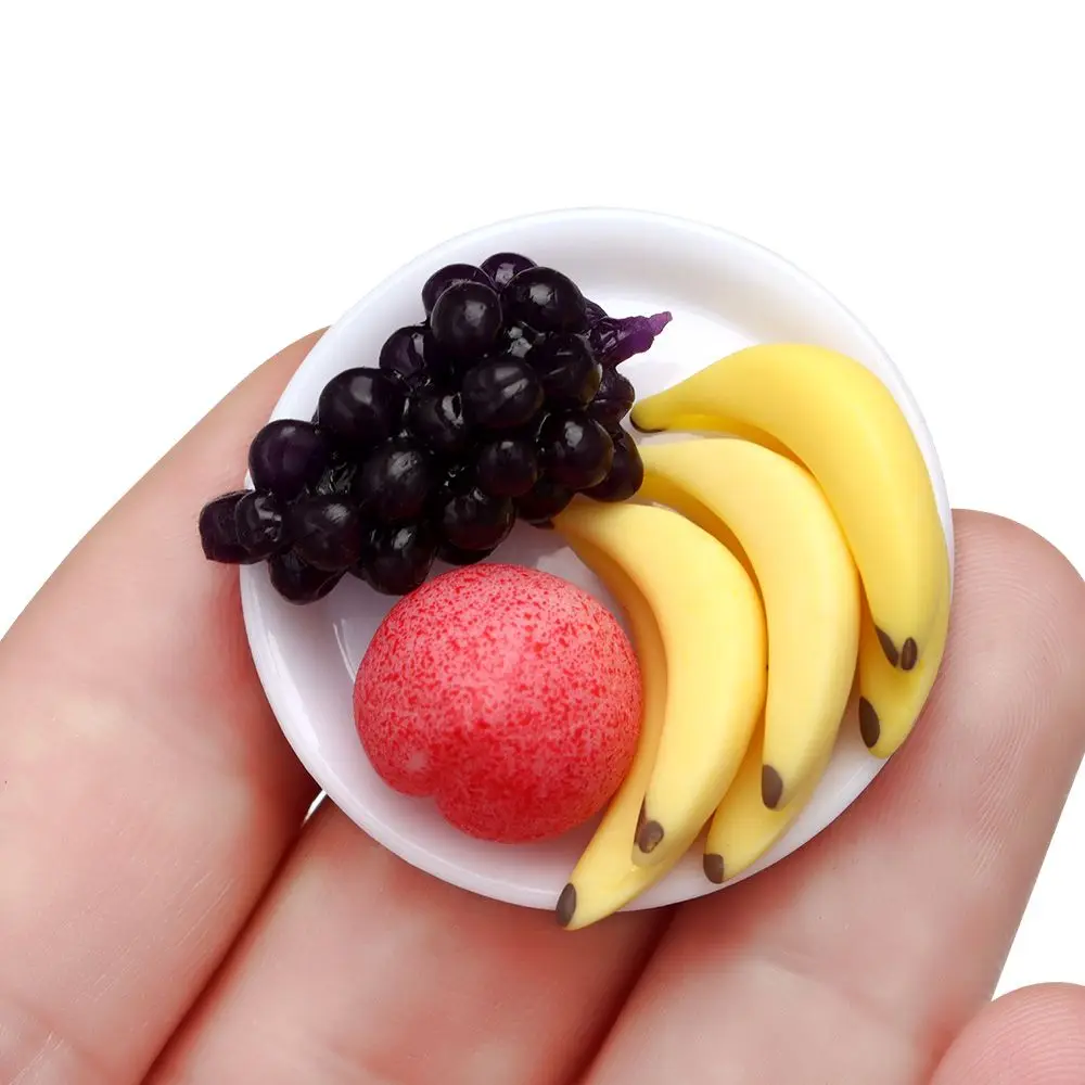 1:12 Mini simulazione frutta e verdura artificiale casa delle bambole cesto di bambù vegetale accessori in miniatura per bambini