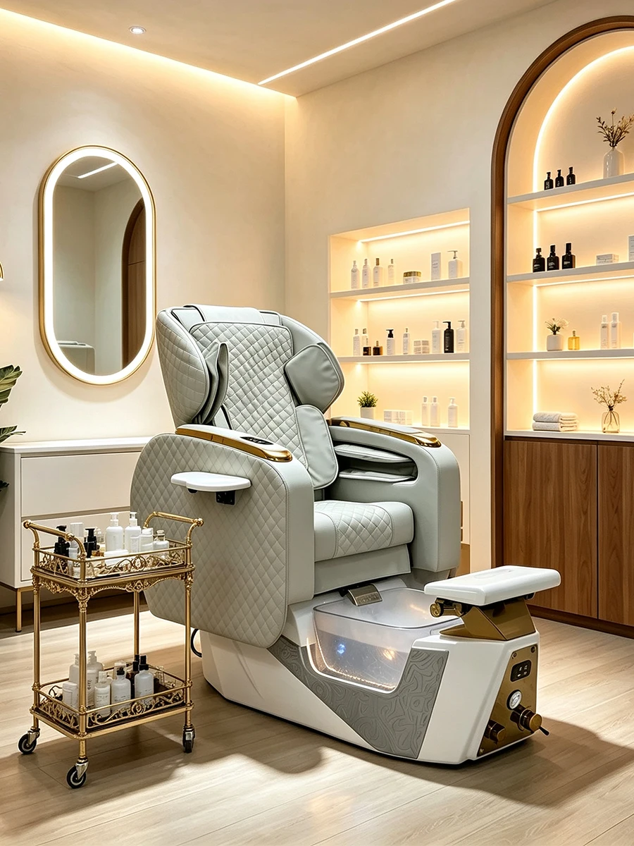 Luxury Rolling Massage Pedicure Chair Vibration Automatic Drainage Magnetic Jet Tub-Adjustable Nail Salon Furniture 3