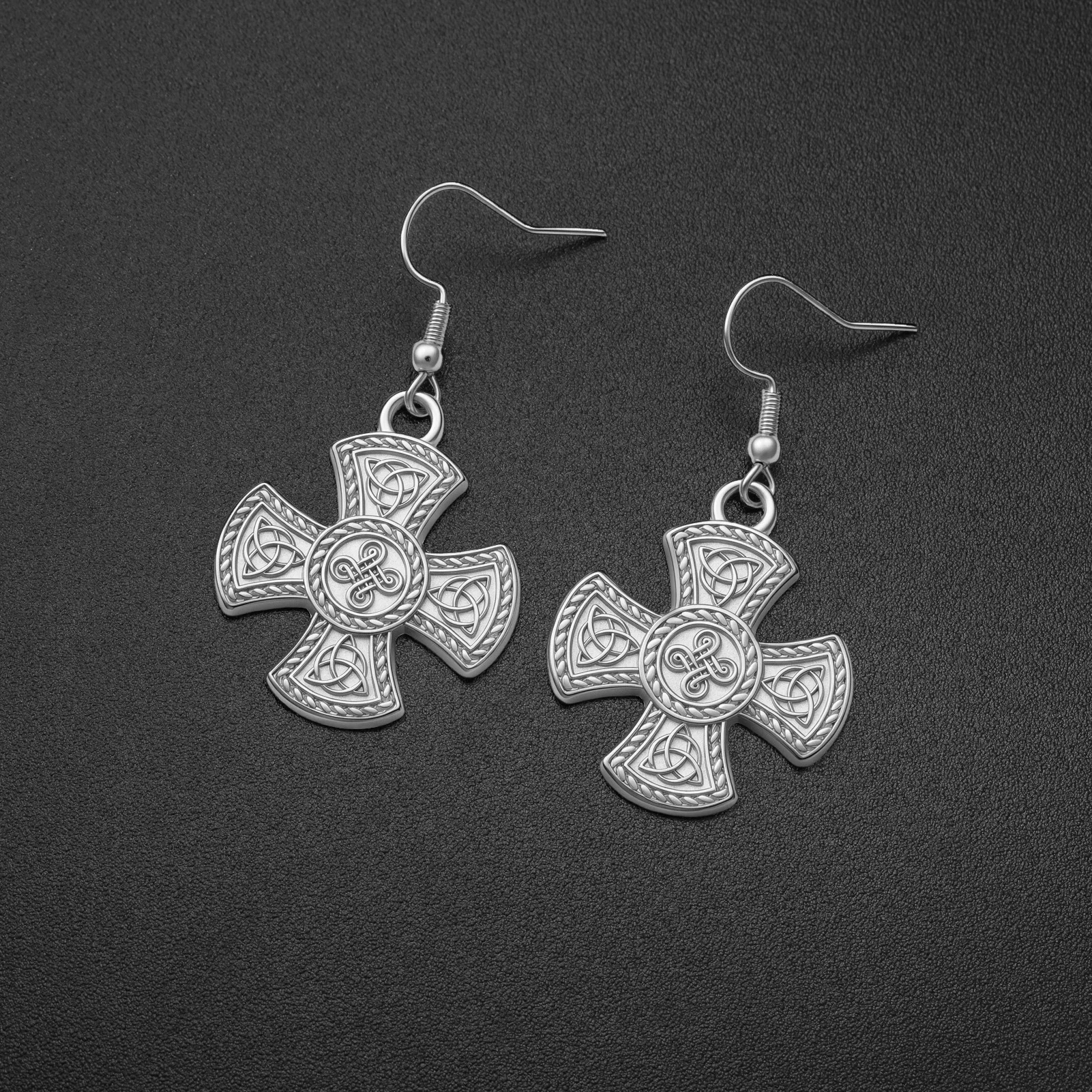 Four Arm Celtic Irish Knot Cross Drop Earrings Supernatural Amulet Gift For Women Men Gold Color Stainless Steel Party Jewelry - view 4