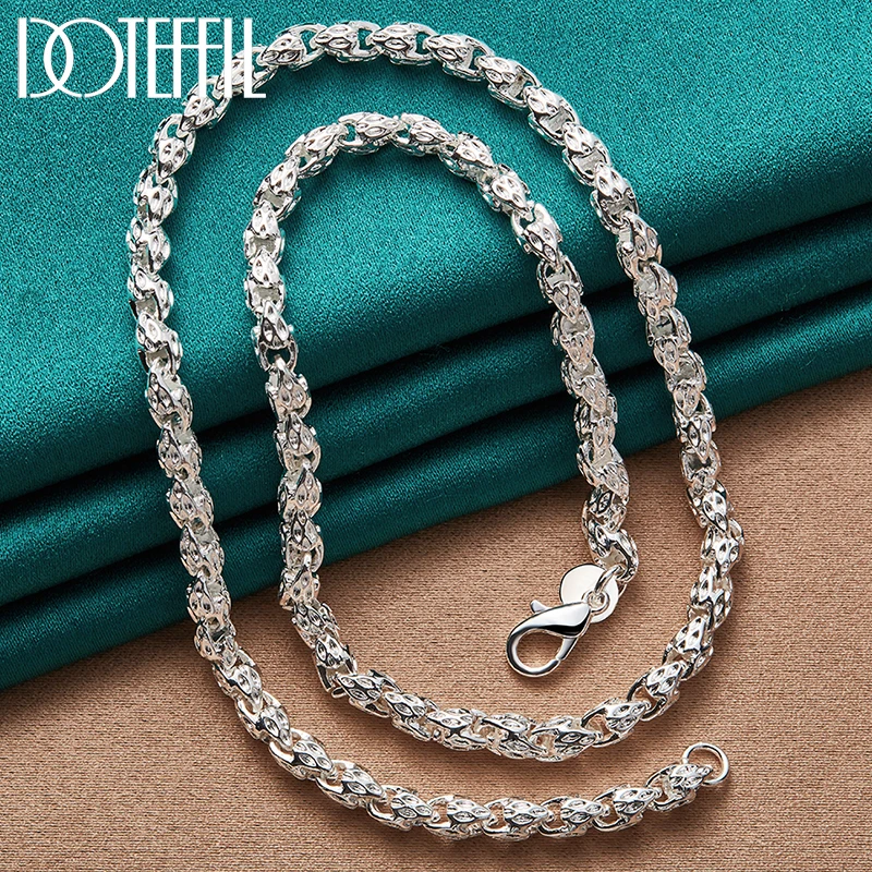 DOTEFFIL 925 Sterling Silver 20/24 Inch 5mm Faucet Chain Necklace For Women Man Fashion Wedding Engagement Charm Jewelry