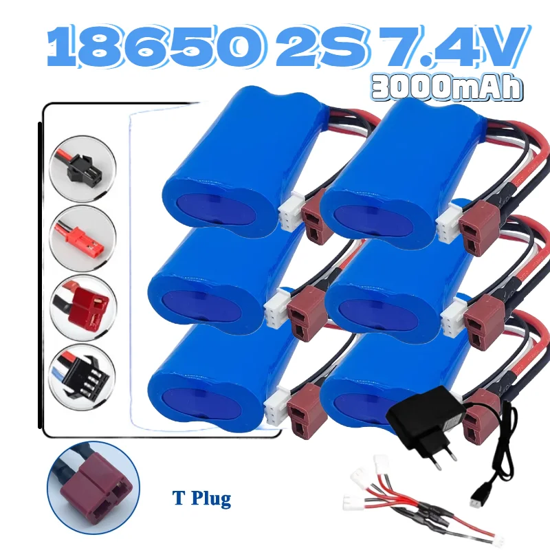 

7.4V 3000mAh 18650 Li-ion Battery for W-ltoys 10428 /12428/12423 RC Car Parts 2S 7.4V battery For W-ltoys 144001 124017 124019