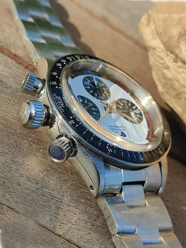 Vakuy Quartz Watch Sweep Second Hands Replica Paul Newman Daytona Precision VK63A Chronograph Vintage Panda DI Men's view 3