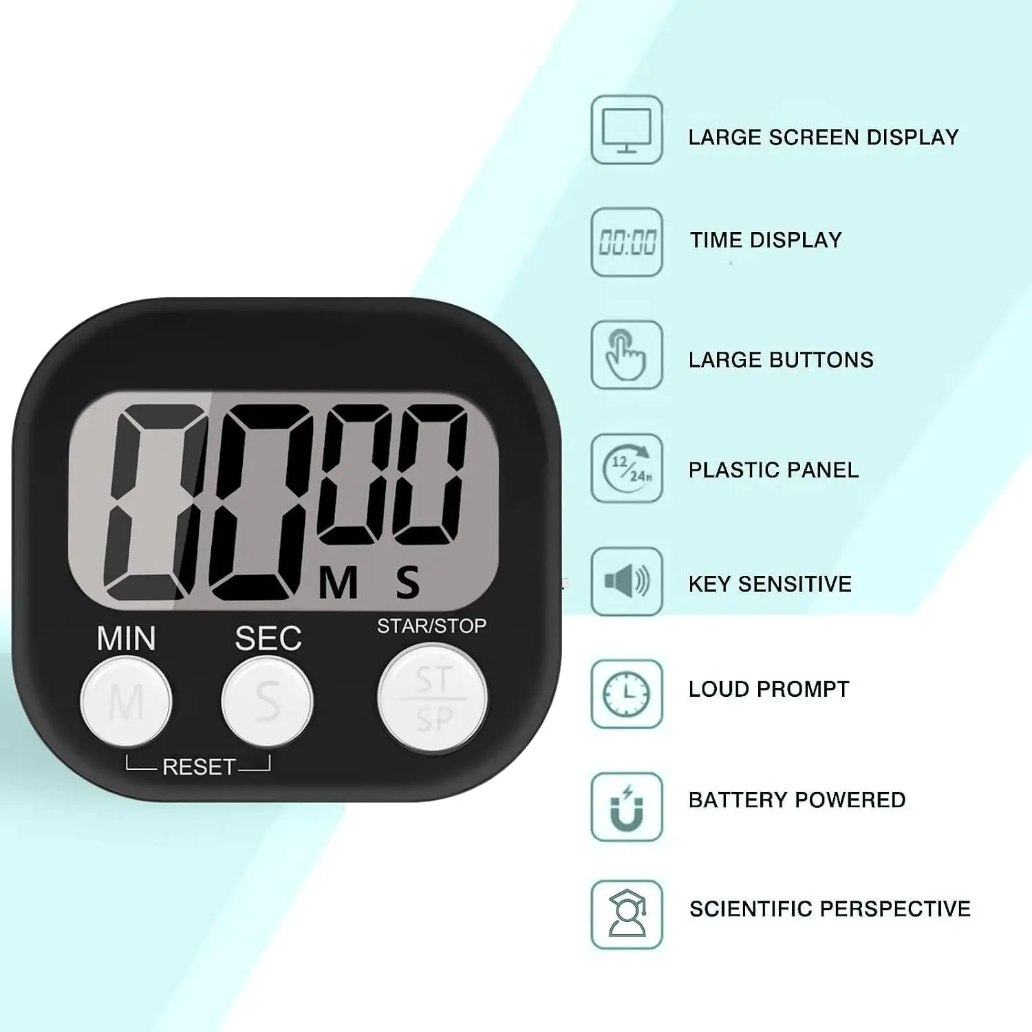 Large Display Magnetic Digital Timer for Kids Classroom Kitchen Timers with Loud Alarm for Cooking Tools