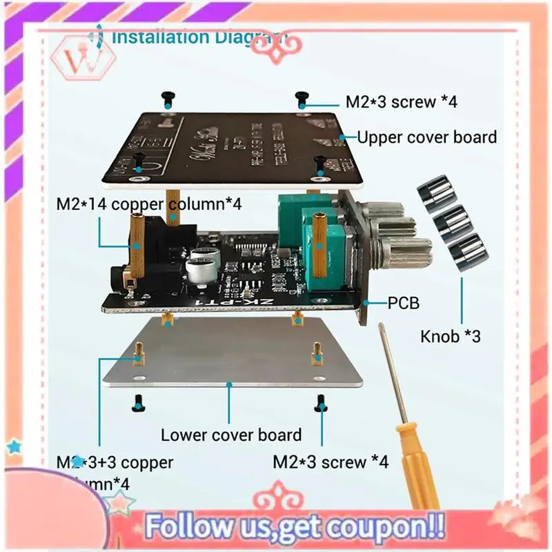 

Upgraded 5X Bluetooth 5.0 Decoder Board Dual Channel Stereo Low Noise High And Low Tone Pre-Module Amplifier Board ZK-PT1