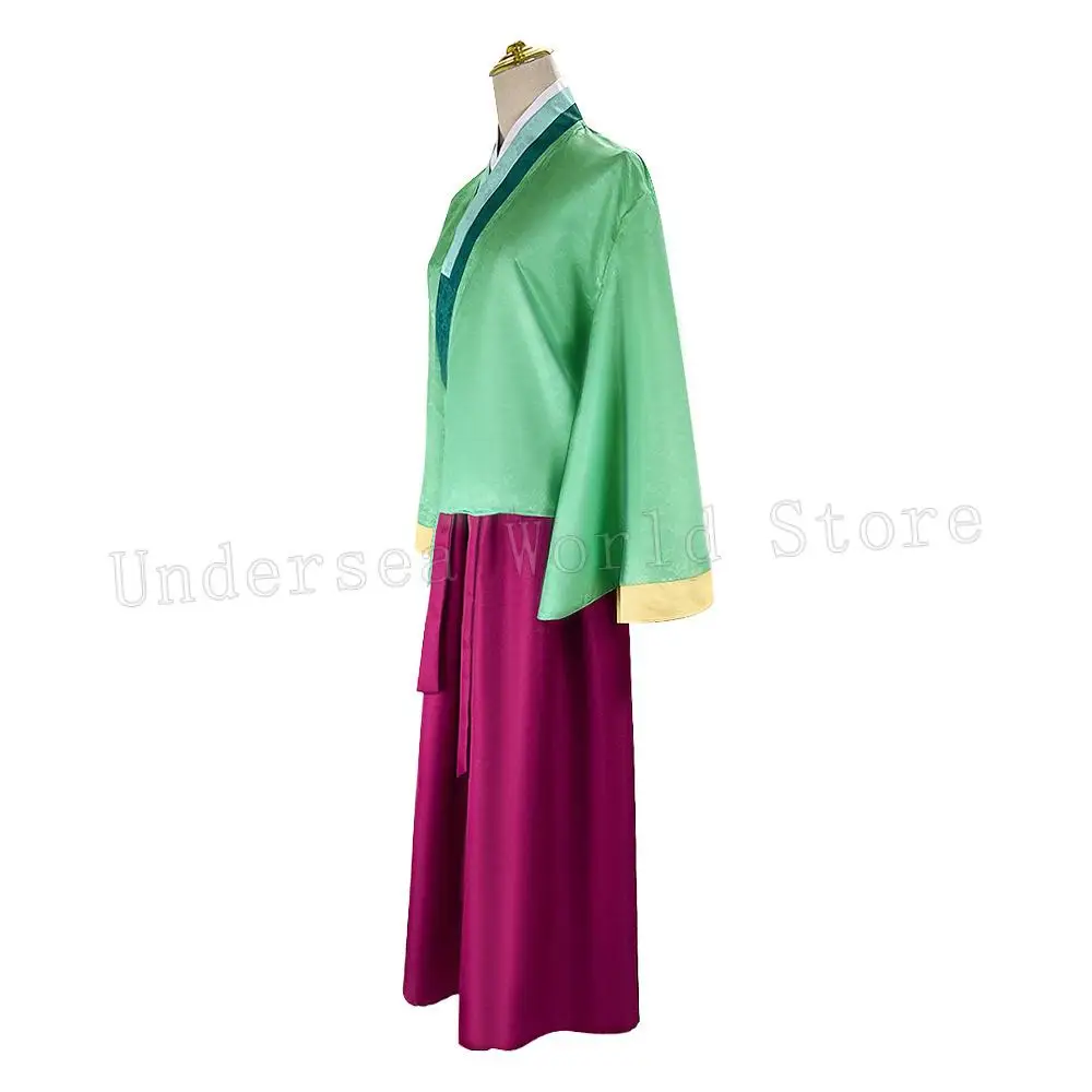 Maomao Costume Cosplay top Dress The Apothecary Diaries Mao Mao parrucca verde scarpa per capelli Halloween Roleplay Prop Bamboo Basket Prop