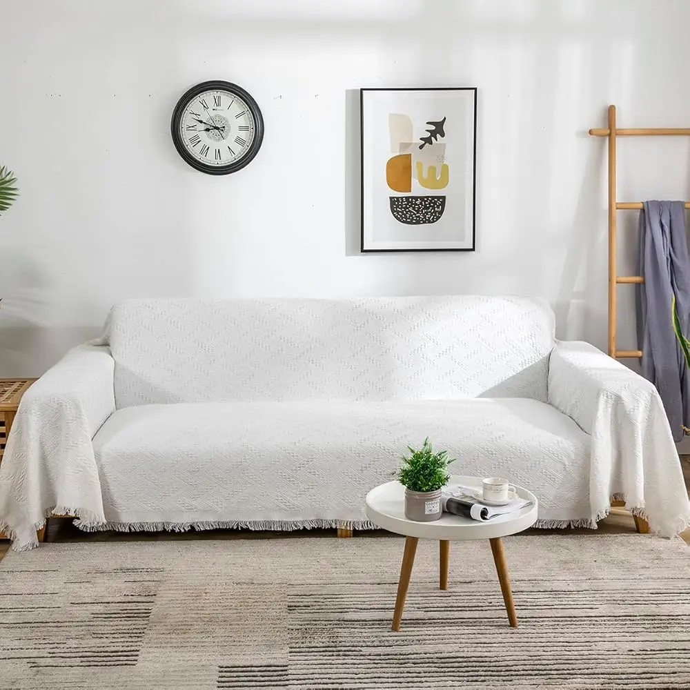 

Чехол-покрывало для дивана Loveseat, хлопковый тканый противоскользящий чехол-накидка для двухместных диванов с подлокотниками, для гостиной