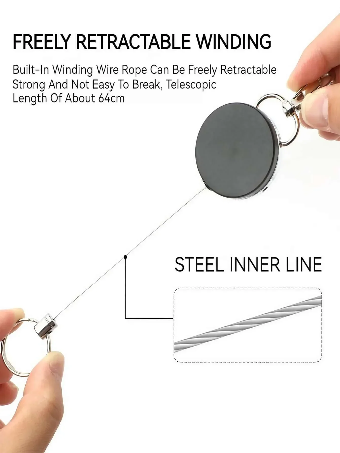 Stainless Steel Retractable Keychain Holder