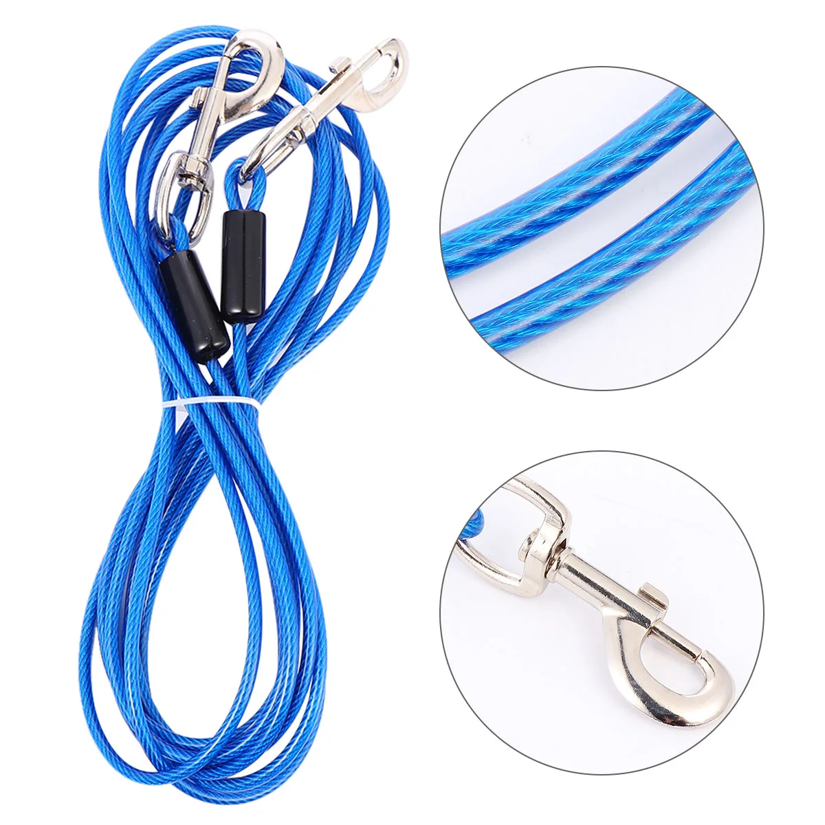 

Double Headed Dog Leash 5m Steel Wire 5mm Diameter Tear Resistant Pet H Leash Outdoor Training Lead Anti Bite Dog Collar