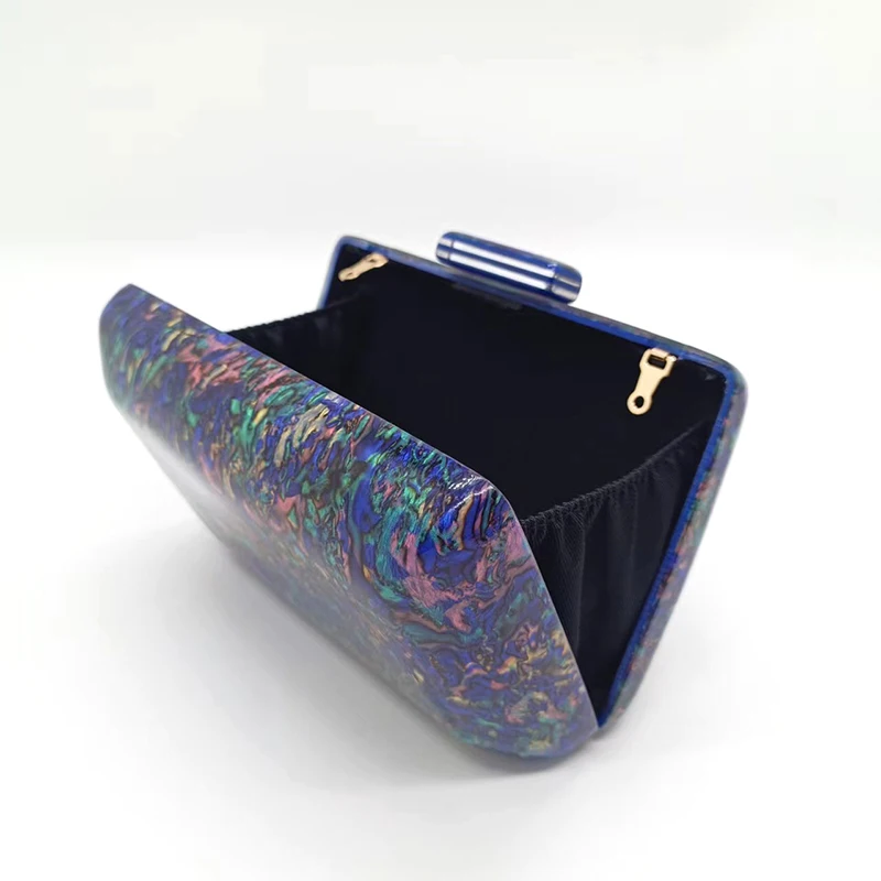 Women\'s Handbag Luxury Acrylic Evening Bags Navy Blue Vintage Colorful Sequins Clutch Purse Party Prom Casual Shoulder Crossbody