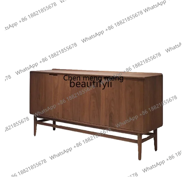 

17832 Black walnut dining side cabinet Japanese-style storage cabinet with pumping, all solid wood simple storage entrance tea c