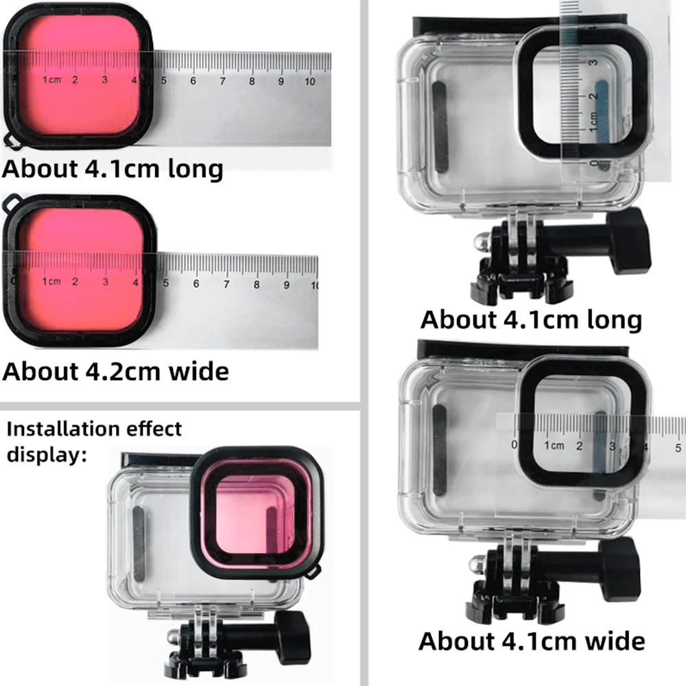 For GoPro Diving Filter Waterproof Case Three Color Filters Lens Protective Cover For GoPro Hero 12 11 10 9 GoPro Accessories