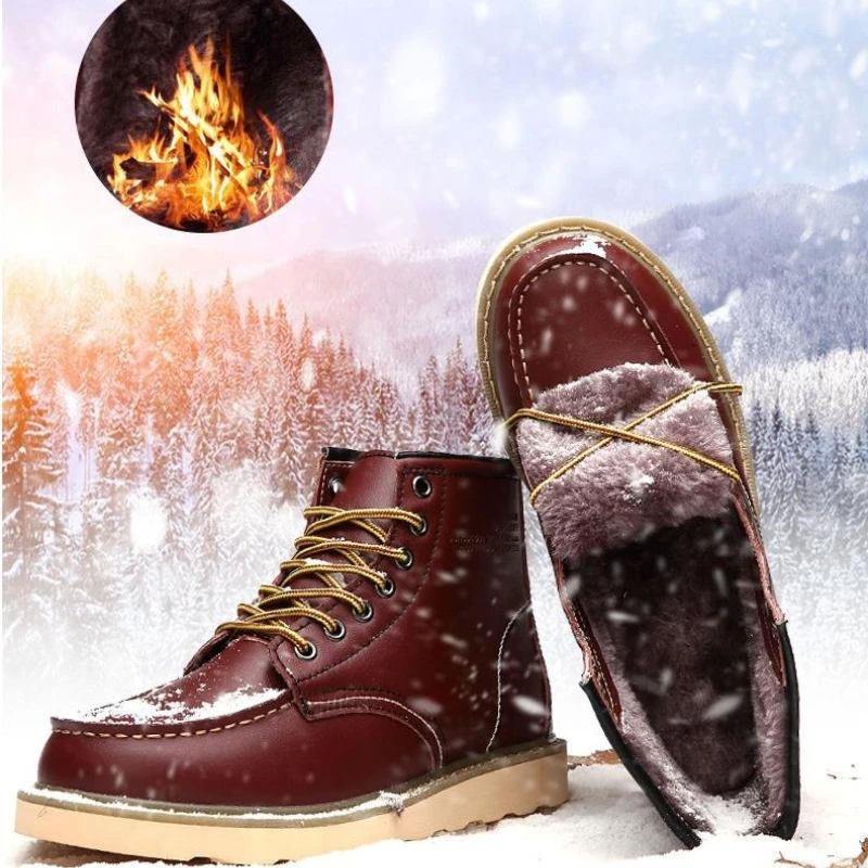 

Осенние мужские высокие ботильоны, модные уличные походные ботинки на шнуровке, зимние бархатные теплые зимние ботинки для мужской обуви