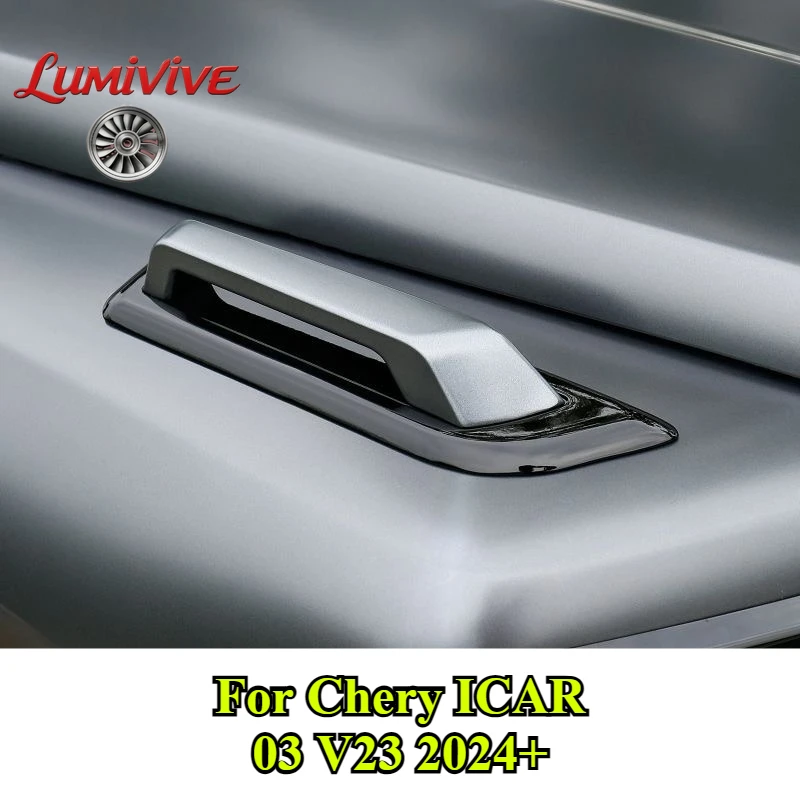 Car Hood Scoop Vent Cover Trim For Chery ICAR 03 V23 2024+ Engine Hood Decorative Handle Sticker Exterior Auto Accessory