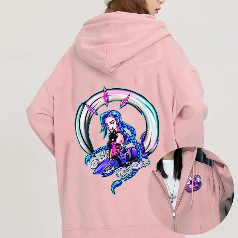 Game Jinx Arcane Monkey Print Hoodie Couple student street sports casual Hoodies