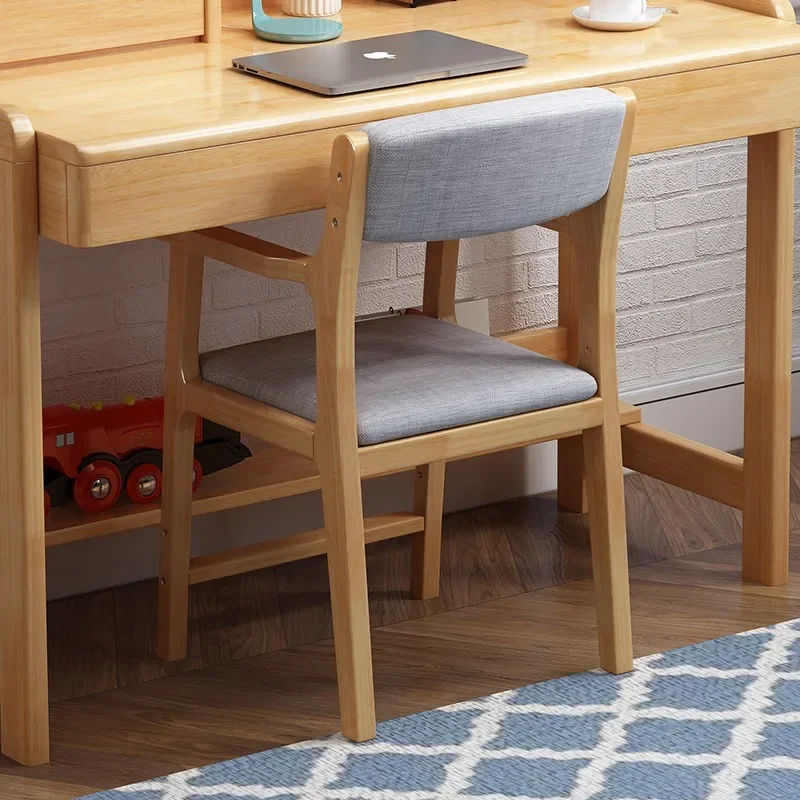 Solid Wood Dining Chair Backrest Armrests Adjustable Height Student Study Desk Chair Stool Dining Chairs Nordic Furniture