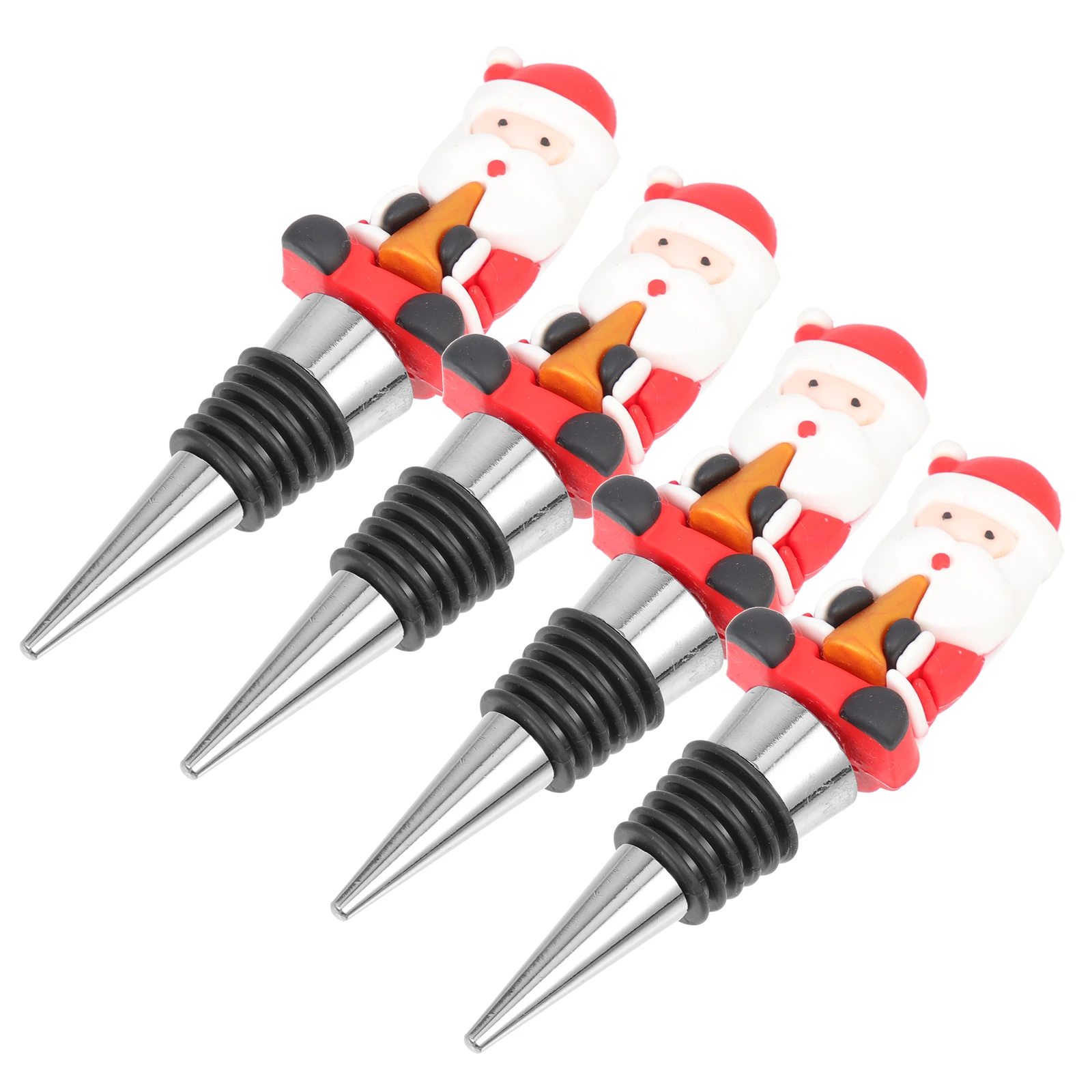 

4pcs Christmas Bottle Stopper Bottle Plug PVC Zinc Alloy Material Reusable Airtight Party Accessories Household for Glass