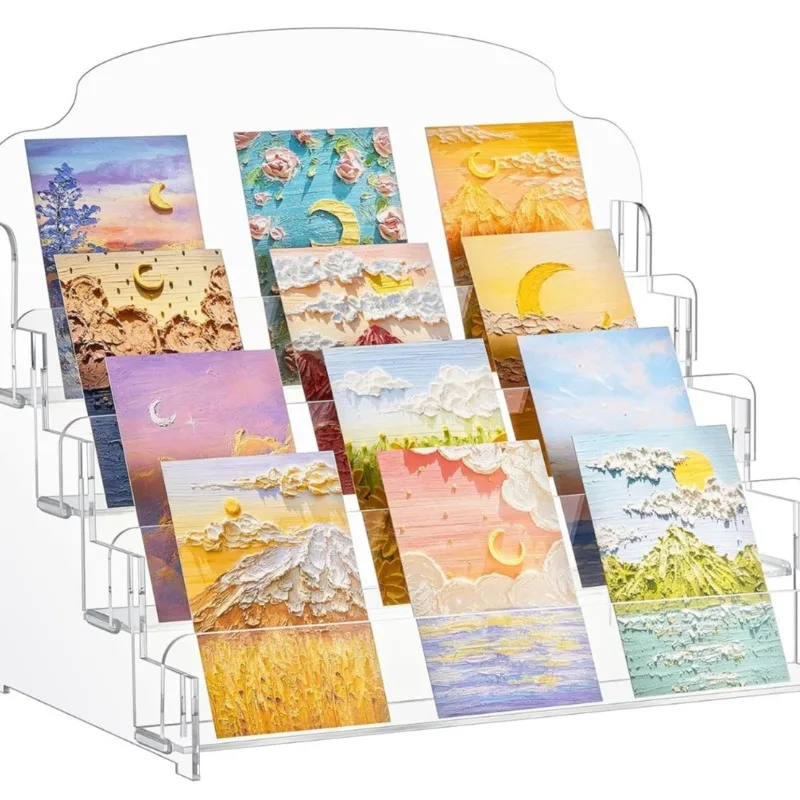 

4-Layer acrylic greeting card display stand, card postcard storage bag, photo figure creative storage