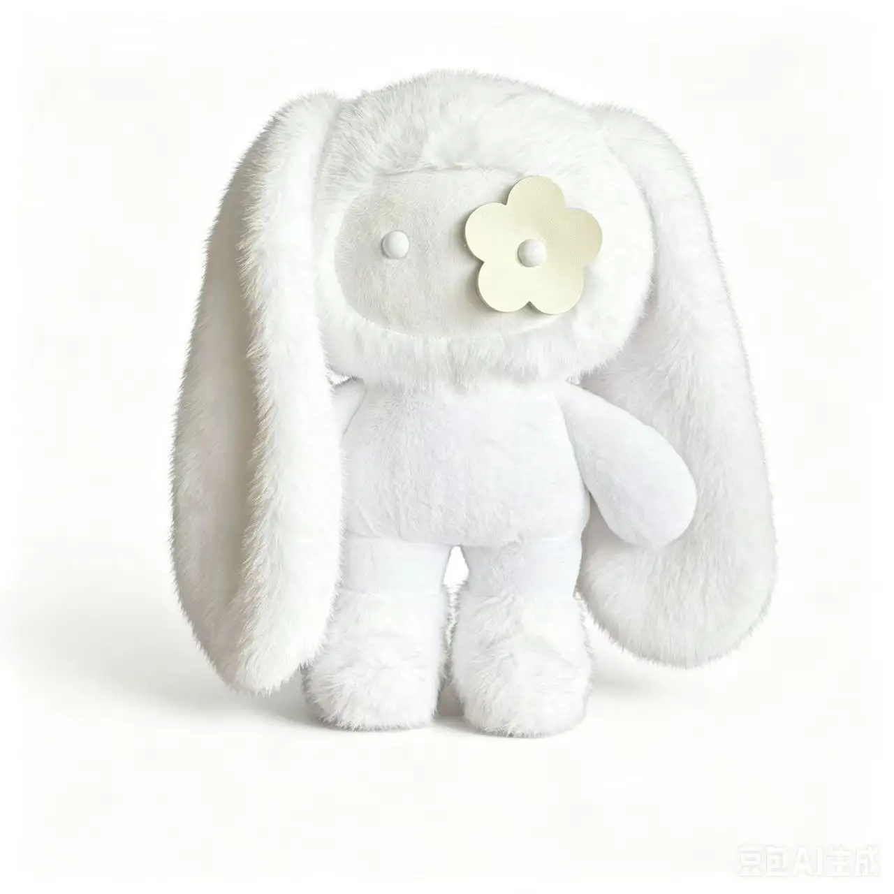 Cute Rabbit Plush Keychain Long Ear Bunny Bag Charm with Flower Eye, Soft Stuffed Animal Pendant & Car Keyring Gift for Girls