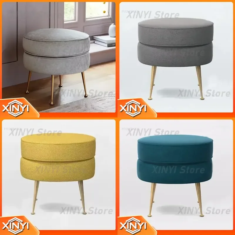 Round Shoe Changing Stool for American Living Room Home Simple Hallway Porch Footstool Bedroom Study Dressing Ottoman