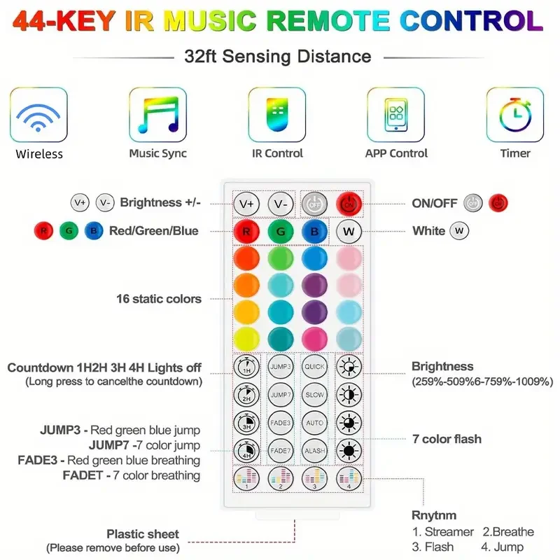 3M/3.28Ft-40M/131Ft LED Strip Lights APP Control Color Changing RGB Led Light Flexible Lamp Tape for Room Decoration