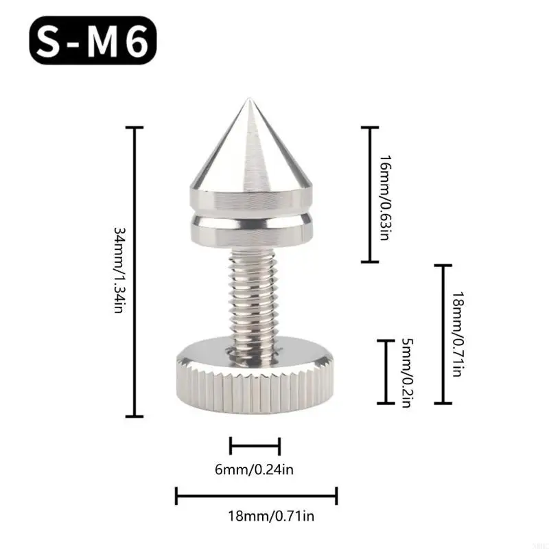 1 conjunto almofadas pés metal com picos isolamento alto-falante prateado para alto-falantes HiFi N0HC