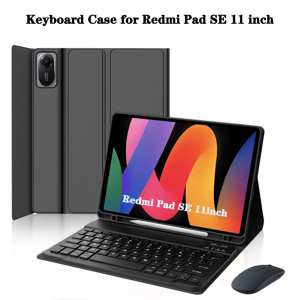 

Keyboard Case for Redmi Pad SE 11 inch,for Xiaomi Redmi Pad SE 11inch Tablet Case with Pencil Holder and Bluetooth keyboard