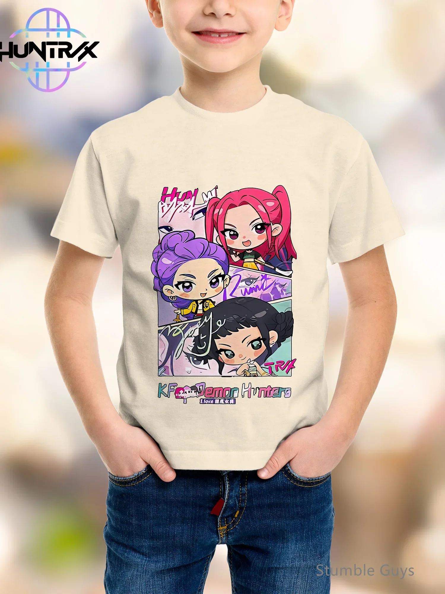 

Детская летняя 3D футболка с короткими рукавами в стиле K-pop Demon Hunters, повседневная модная футболка для мальчиков и девочек, одежда в стиле аниме