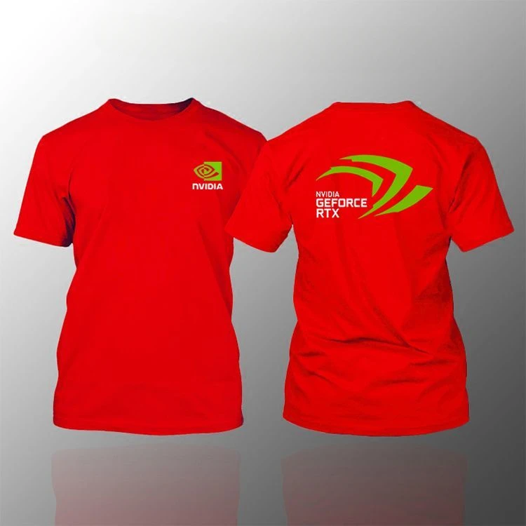 NVIDIA Kurzarm-Shirt NVIDIA RTX Intel Intel Sommerkleidung Geek Rundhals-T-Shirt – Detail 5