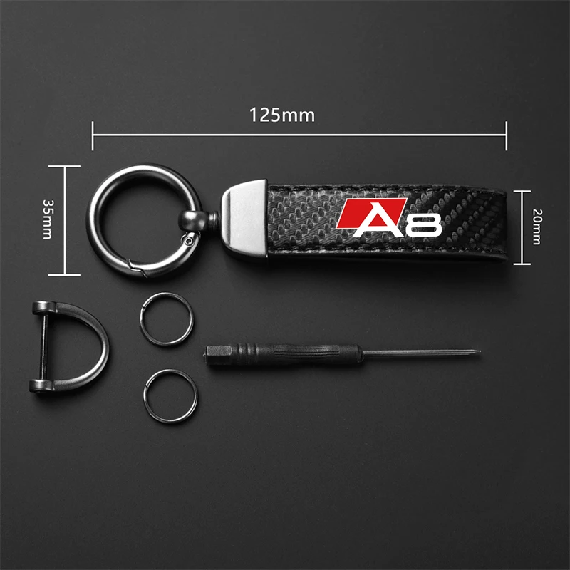 Car Keychain Horseshoe Buckle Jewelry for audi A3 A4 A5 A6 A7 A8 Q3 Q5 Q7 Q8 SLINE S LINE carbon fiber Leather Accessories