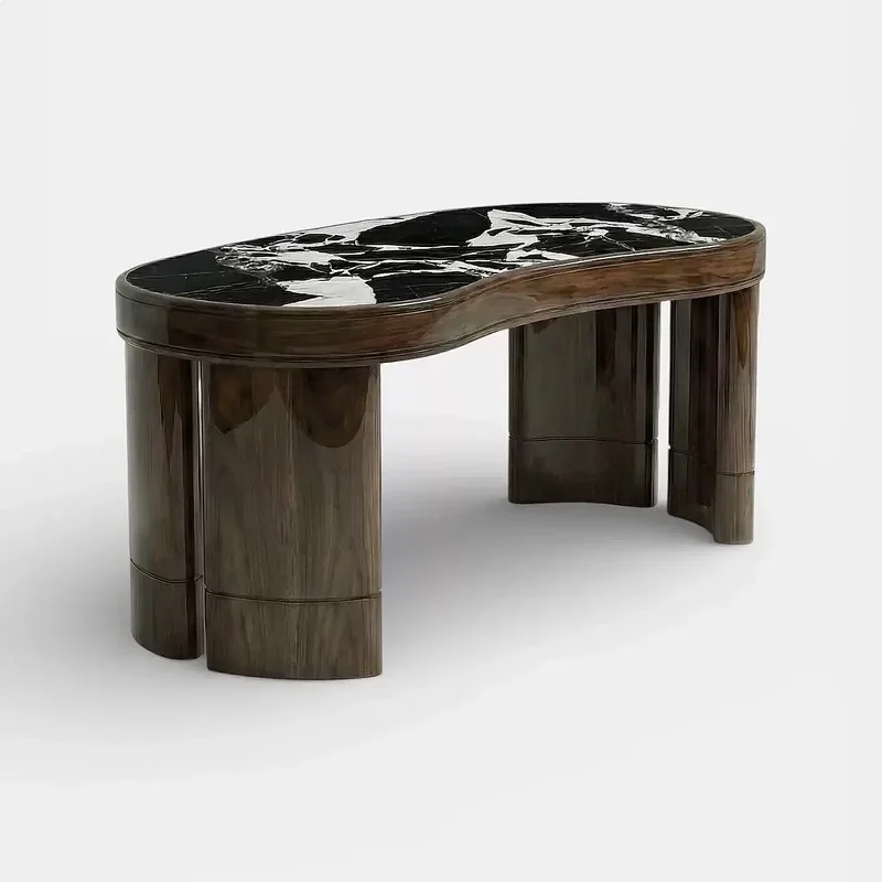 80 N Italian Irregular Solid Wood Desk Creative Designer Living Room Office Desk Marble Top Writing Table