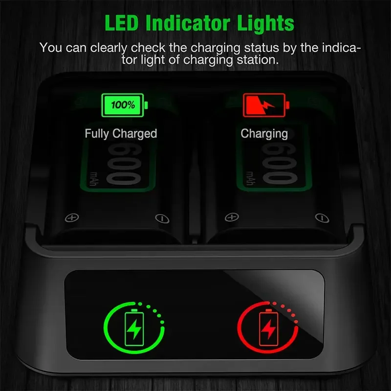 PURFIELD 2 x2600mAh Rechargeable Battery For Xbox Series X/S/Xbox One S/X Controller Battery For Xbox One + USB Battery Charger