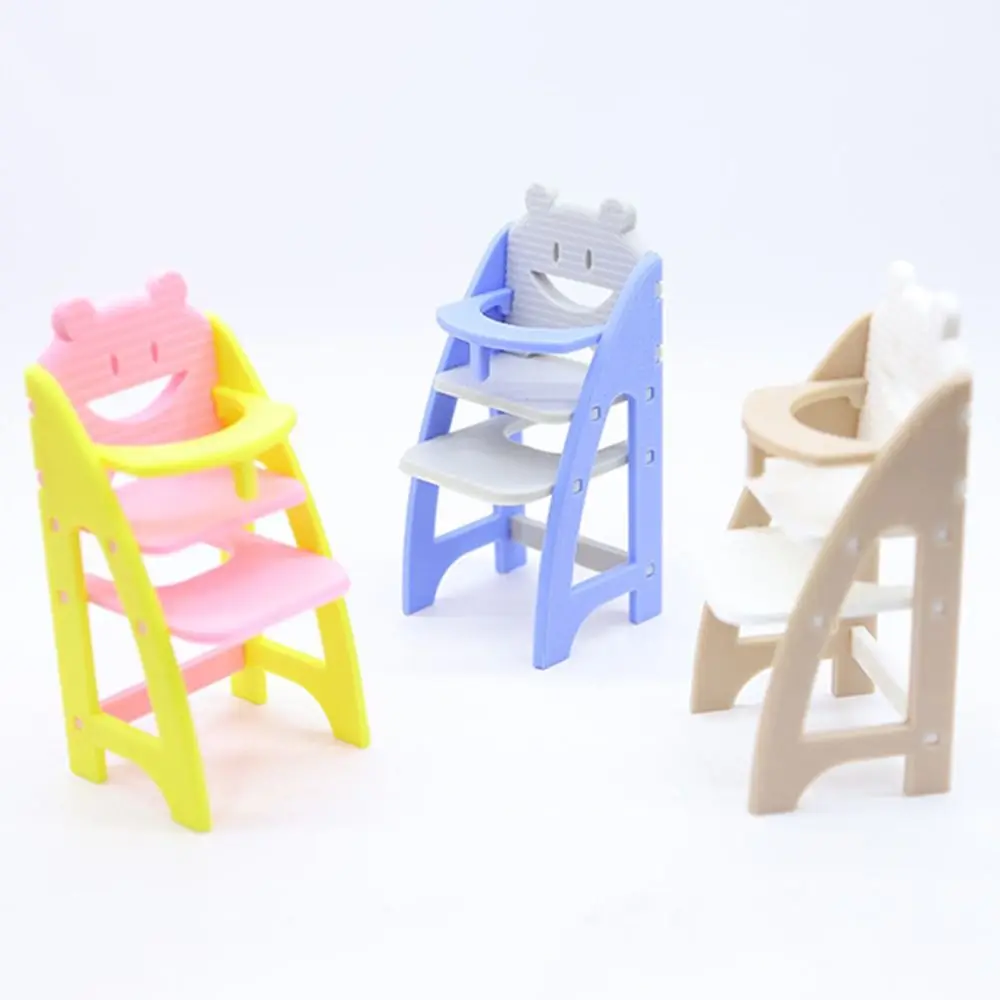 1/12 Dollhouse Baby High Chair Scene Model Photo Props Miniature Dining Chair Playing House Multicolor Doll Accessories